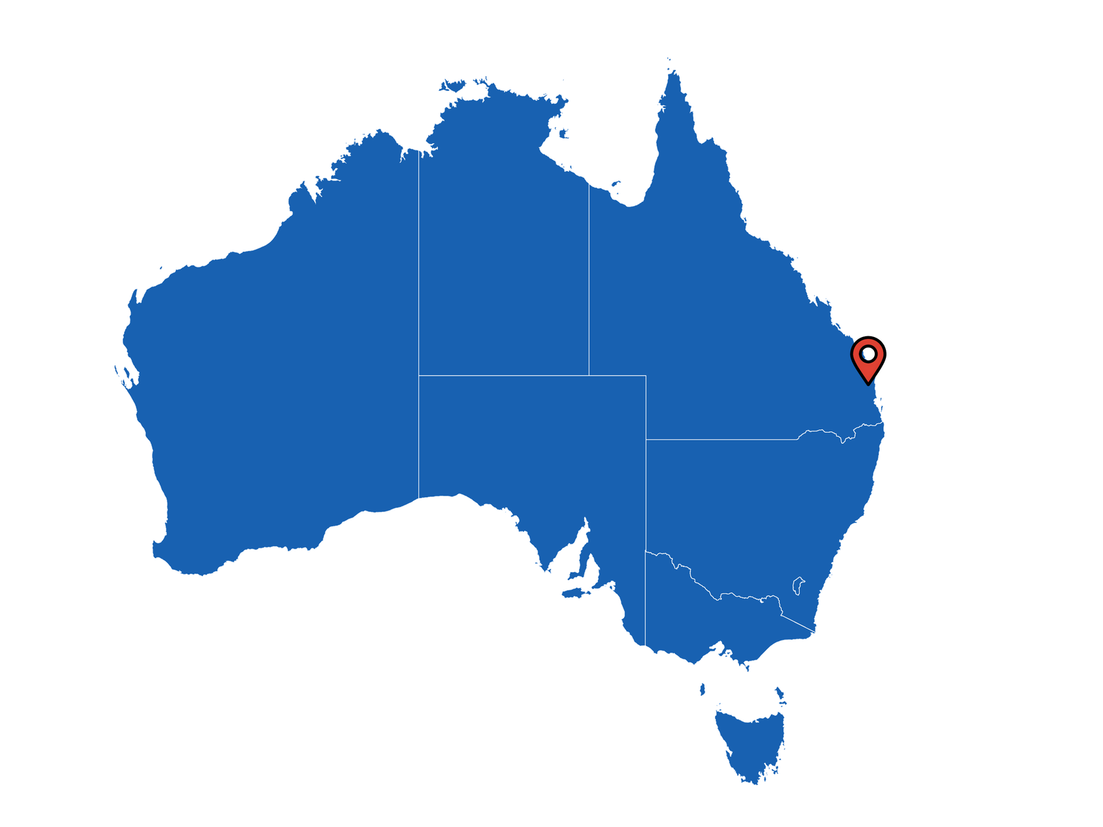 Australia Map with Queensland Service Area Pin